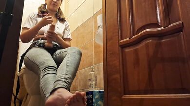 Anastasia Mistress pegging a slave Sasha Earth in the toilet submission amateur