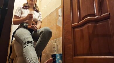 Anastasia Mistress pegging a slave Sasha Earth in the toilet submission amateur