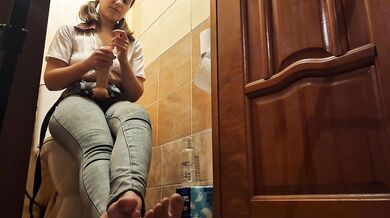 Anastasia Mistress pegging a slave Sasha Earth in the toilet submission amateur