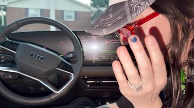 Public handjob in car