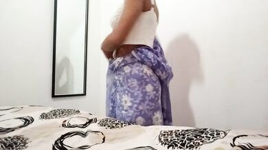 Taking off the saree of the teacher who is boarding at our house