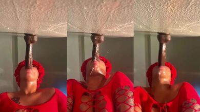 Sloppy bj on black dildo