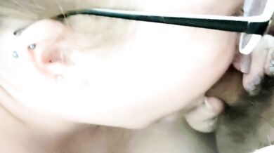Closeup Blowjob Naughty BBW Hotwife Takes Cum in Mouth