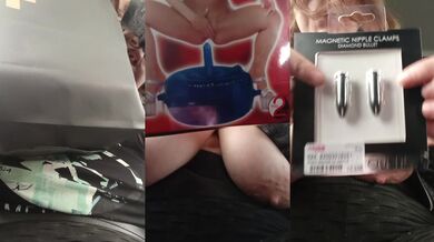 Sneaky naked tittie sex shop haul in the back seat
