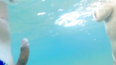 Underwater Deepthroat and Ocean Sex: 25cm Cock Swallowed in Micro Bikini - Cum Floating in Water