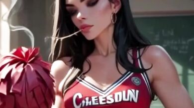 My friends take turns having sex with my girlfriend who has small breasts, is a cheerleader, and has a perfect body.