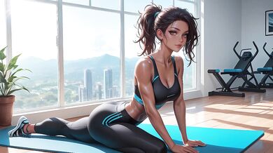 A horny fitness girl next door wanted to exercise with her neighbor's dick