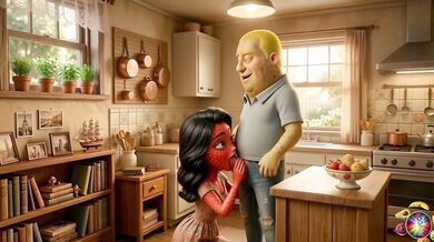 Clothed Kitchen Quickie Batata pulls his cock out to fuck Moranguete under her dress No Time to Undress Moranguete takes Batata’s anal and pussy fuck