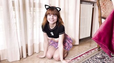 Petite slatty Meow girl wants 9 inches fish EXTRA SMALL WET PUSSY