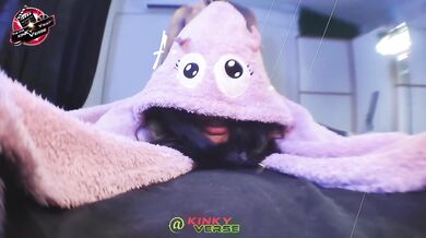 A cute monster enters my room and rides my big cock