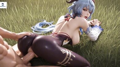 Genshin Impact Ganyu animated anal footjob titjob blowjob