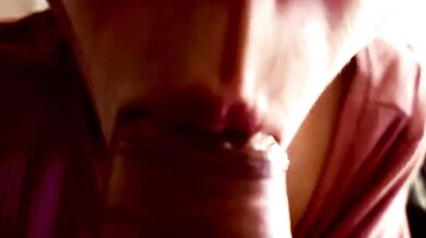 Closeup Dickhead sucking cum in mouth - slow Blowjob - Luce Avery