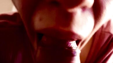 Closeup Dickhead sucking cum in mouth - slow Blowjob - Luce Avery