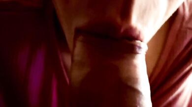 Closeup Dickhead sucking cum in mouth - slow Blowjob - Luce Avery