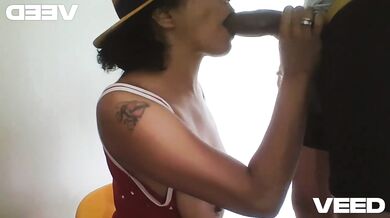 Bisexual Ebony Lesbian Spends time with her Big Dick Neighbor and give a Blow Job