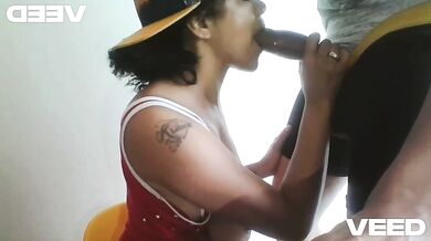 Bisexual Ebony Lesbian Spends time with her Big Dick Neighbor and give a Blow Job