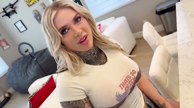 Tatted Up blonde Babe with big tits let’s her landlord fuck - Teddy Tarantino