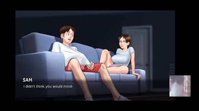 Big-Boobed Step-Sis got hard fucked on the couch beside mom. She caught me jerking.
