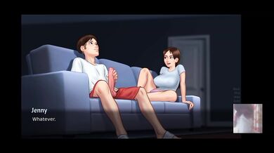 Big-Boobed Step-Sis got hard fucked on the couch beside mom. She caught me jerking.