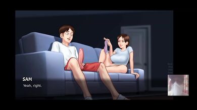 Big-Boobed Step-Sis got hard fucked on the couch beside mom. She caught me jerking.