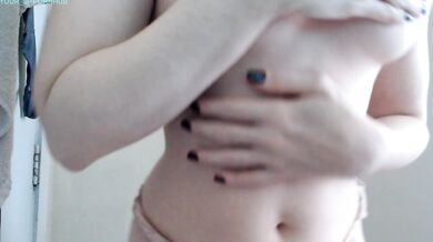 woman gets naked, shows little pussy, hard nipples and big ass (PAWG)