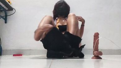 School Girl fucks herself with dildo like a good girl
