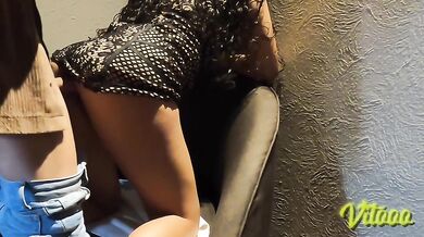 My girlfriend likes to stick her ass out and wiggle it while I fuck her - black hair