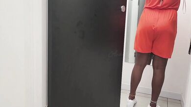 Dressing Room Door left Open while Store Assistant watch her get NAKED