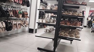 Dressing Room Door left Open while Store Assistant watch her get NAKED