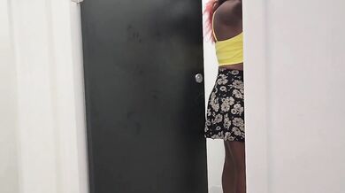 Dressing Room Door left Open while Store Assistant watch her get NAKED