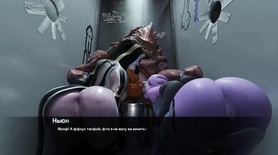 Two bitches service a mutant's cock at the same time, their tongues will be filled for a long time