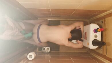 Anastasia Mistress Dominant wife doing BDSM and humiliation in the toilet with her loser husband strapon homemade