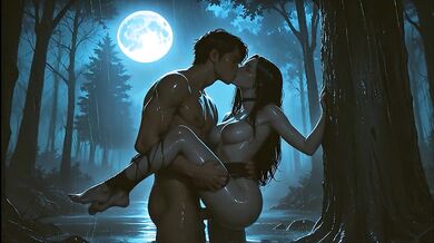 Simulation Love – Rainy Full Moon Forest Creampie: Passionate Doggy Style Under the Moonlight in the Woods – 4K Animated Henta