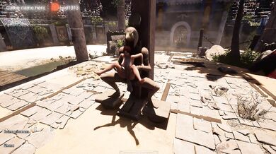A secret ancient statue is having a good time with Lara Croft in front of a crowd. part 2