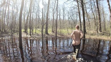proud big ass glides through quiet, wild forest nude