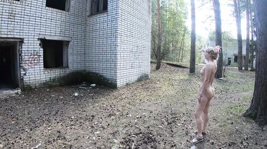 Naked walk through abandoned buildings