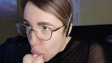 Sexy secretary Deepthroat BJ in glasses