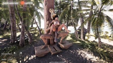 Lara Croft's butt is destroyed by the stone penis of an awakened statue. 3D. part 2