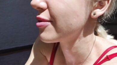 Sexy blonde BJ closeup