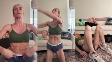 skinny fit blonde with abs ab workout