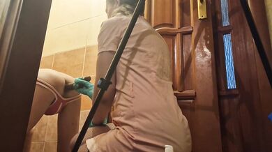 Russian beautiful girl fucking a slave in the toilet anal dildo submission man amateur Sasha Earth