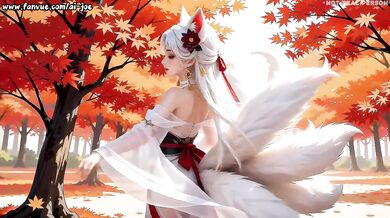 The cute little fox girl, do you like her? By the big fat guy... AI-generated