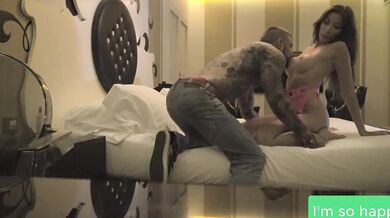 Frantic french slut fucks dirty motel bed