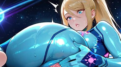 Sexy Bounty Hunter Samus Aran Spreads Her Tight Ass and Soaking Wet Pussy for Her Fans