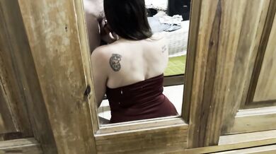 I cum on my stepsister's natural tits before she finishes getting ready for the party