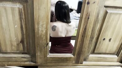 I cum on my stepsister's natural tits before she finishes getting ready for the party