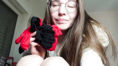 Skinny girl with small tits shows you her sexy nylons