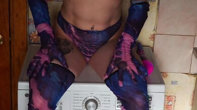 Fucking myself with a new toy in the dorm kitchen
