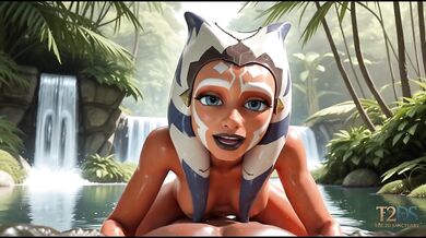 Ahsoka Tano got caught bathing and was fucked in the lake.