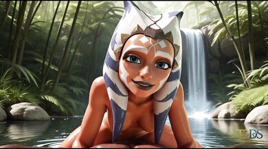 Ahsoka Tano got caught bathing and was fucked in the lake.